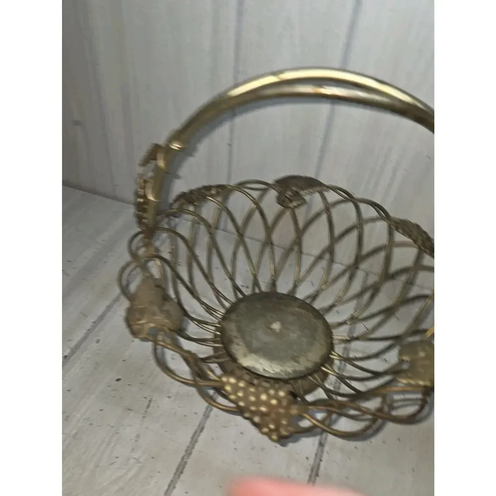 Vtg Godinger Silver Co Woven Baskets Grape Motif Swivel Handle 8